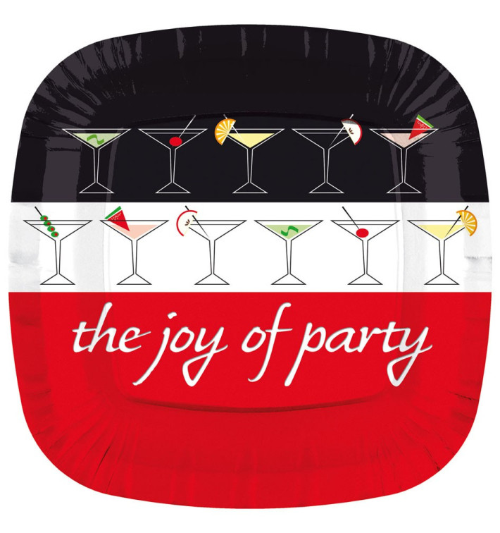 Paper Plate Square Shape "Joy of Party" 17cm (8 Units) 