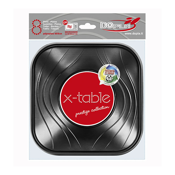 Plastic Bowl PP Square shape "X-Table" Black 18x18cm (120 Units)