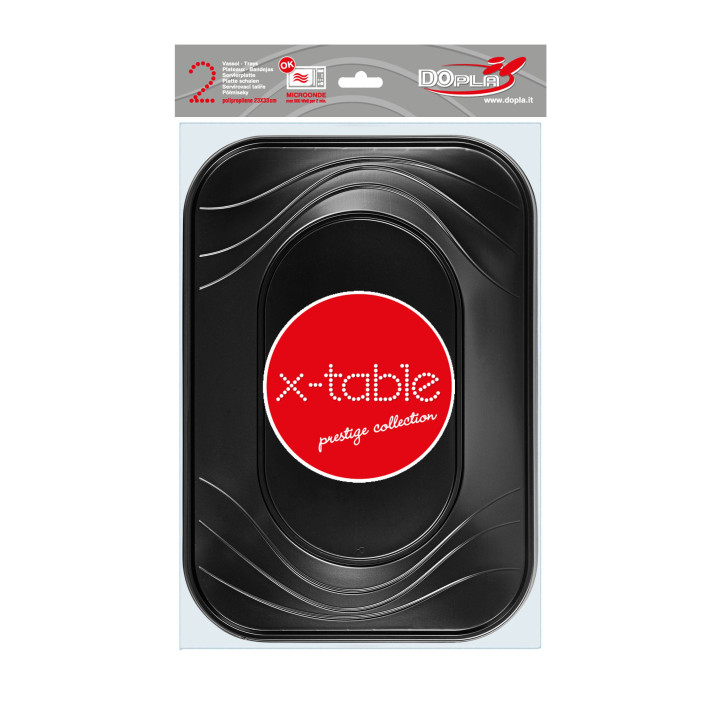 Plastic Tray Microwavable "X-Table" Black 33x23cm (60 Units)
