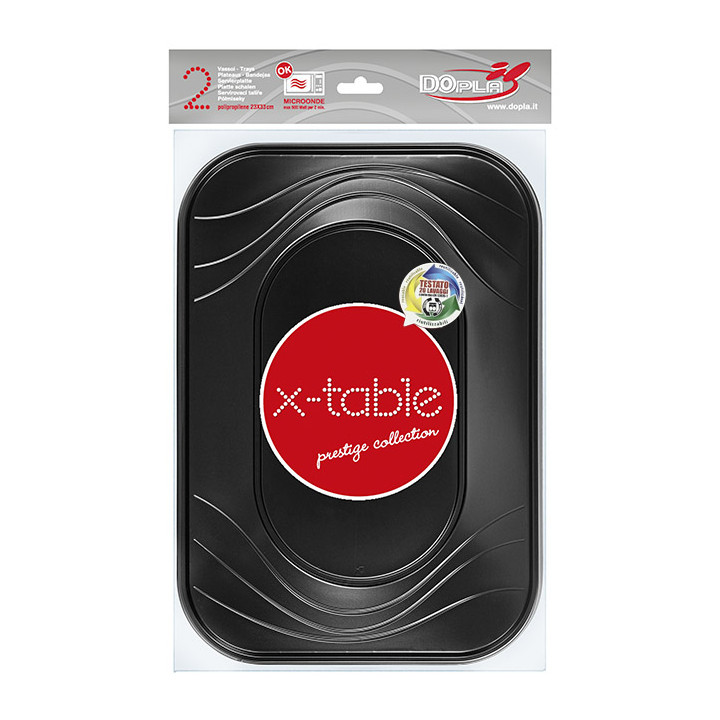 Plastic Tray Microwavable "X-Table" 3C Black 33x23cm (2 Units) 