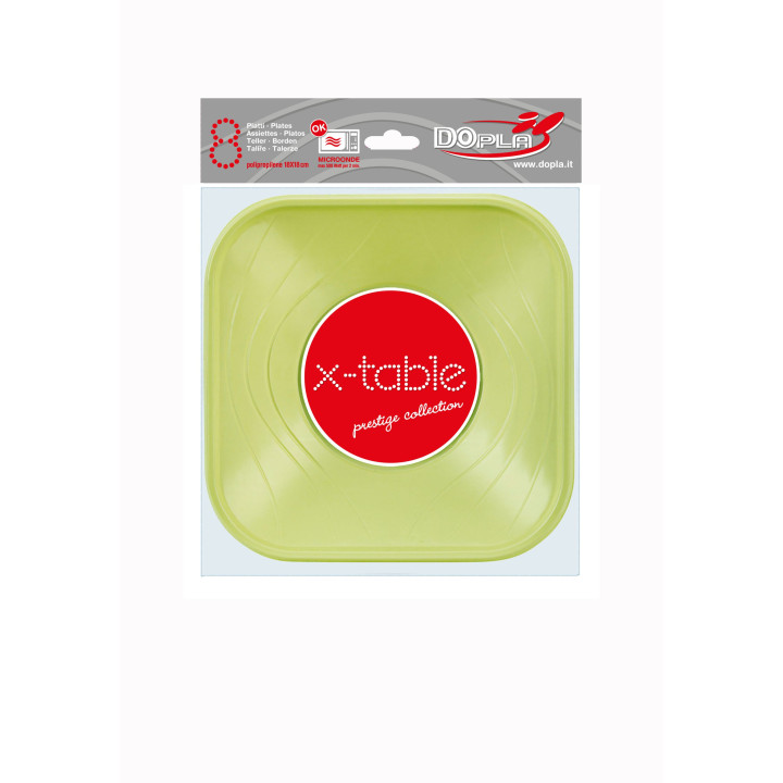 Plastic Bowl PP Square shape "X-Table" Lime 18x18cm (8 Units) 