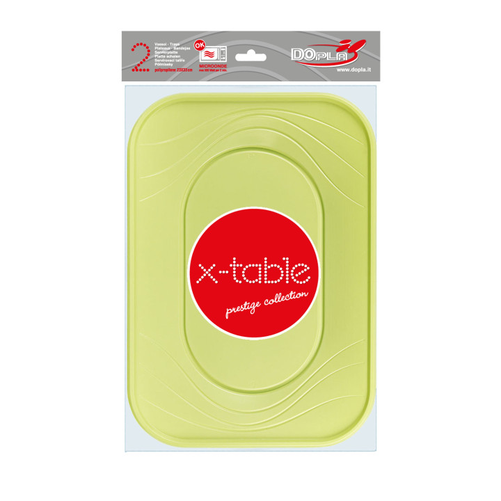 Plastic Tray Microwavable "X-Table" Lime Green 33x23cm (60 Units)