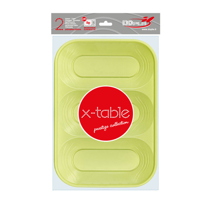 Plastic Tray Microwavable "X-Table" 3C Lime Green 33x23cm (2 Units) 