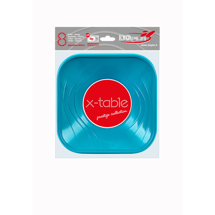 Plastic Bowl PP Square shape"X-Table" Turquoise 18x18cm (120 Units)