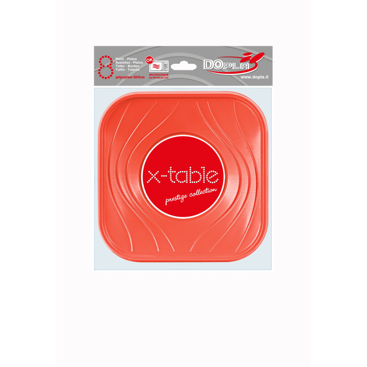 Plastic Bowl PP Square shape "X-Table" Orange 18x18cm (8 Units) 
