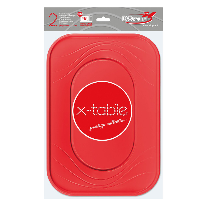 Plastic Tray Microwavable "X-Table" Red 33x23cm (60 Units)