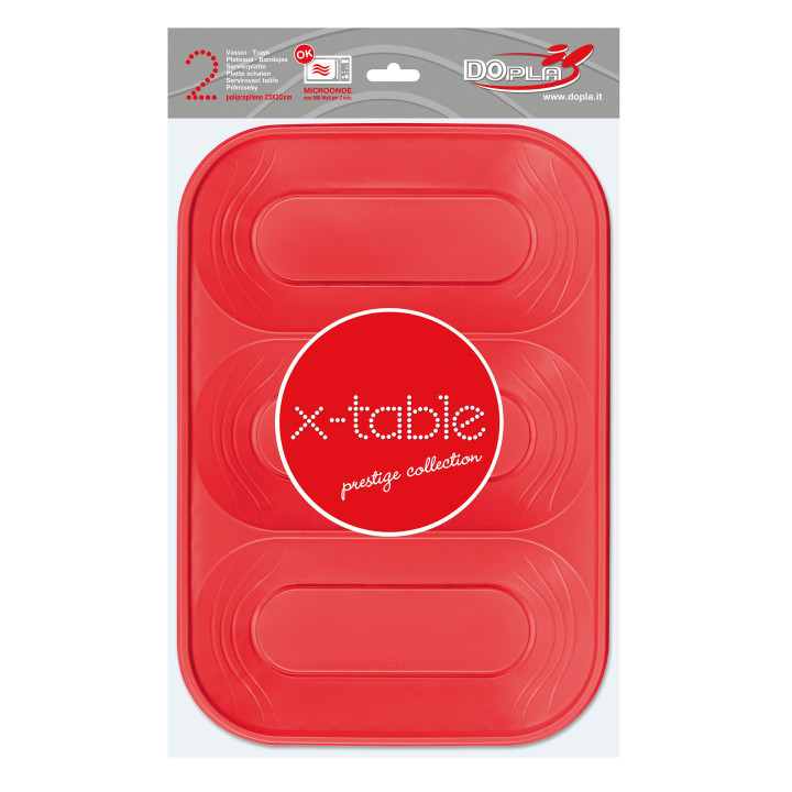 Plastic Tray Microwavable "X-Table" 3C Red 33x23cm (2 Units) 