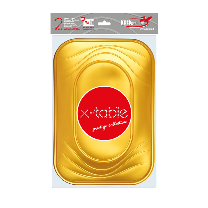 Plastic Tray Microwavable "X-Table" Gold 33x23cm (60 Units)