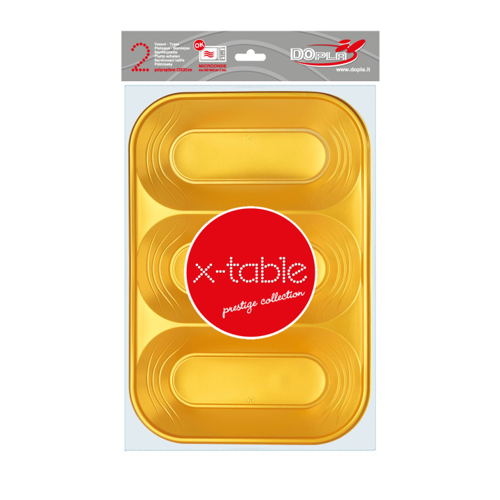 Plastic Tray Microwavable "X-Table" 3C Gold 33x23cm (2 Units) 