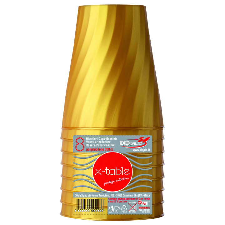 Plastic Cup PP "X-Table" Gold 320ml (8 Units) 