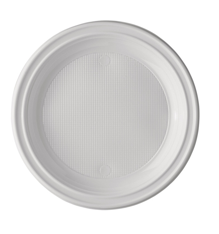 Plastic Plate PS Deep White 22 cm (100 Units)  