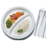 Plastic Plate PS 2 Compartments 22 cm (100 Units)