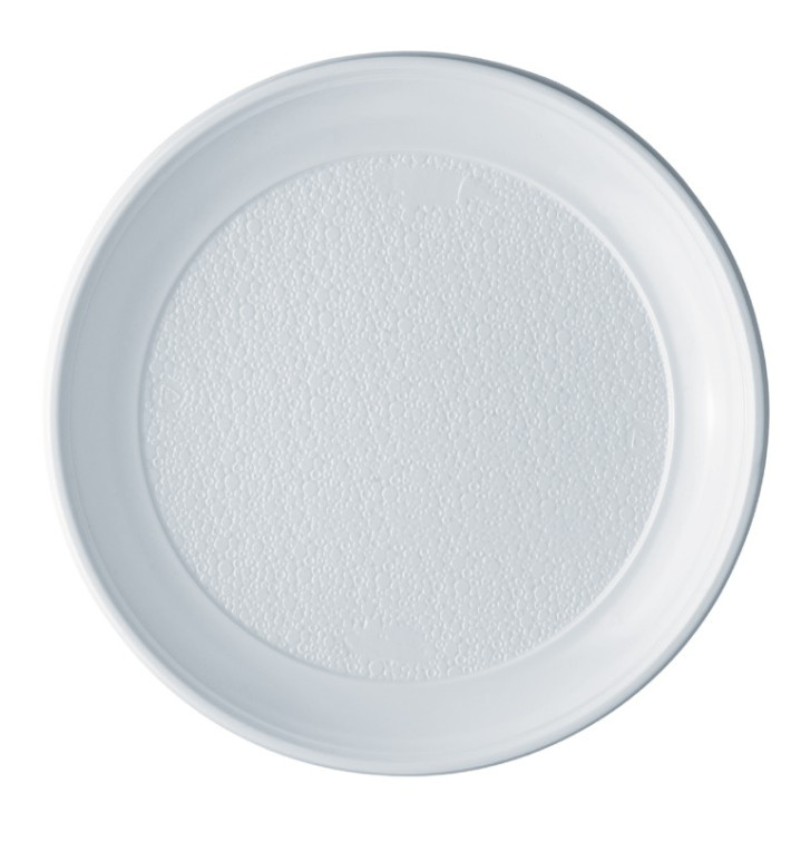 Plastic Plate PS Flat White 25 cm (100 Units)  