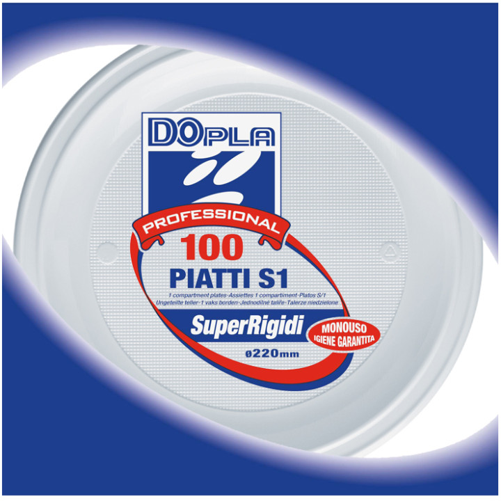 Plastic Plate PS 1 Compartment 22 cm (100 Units)  