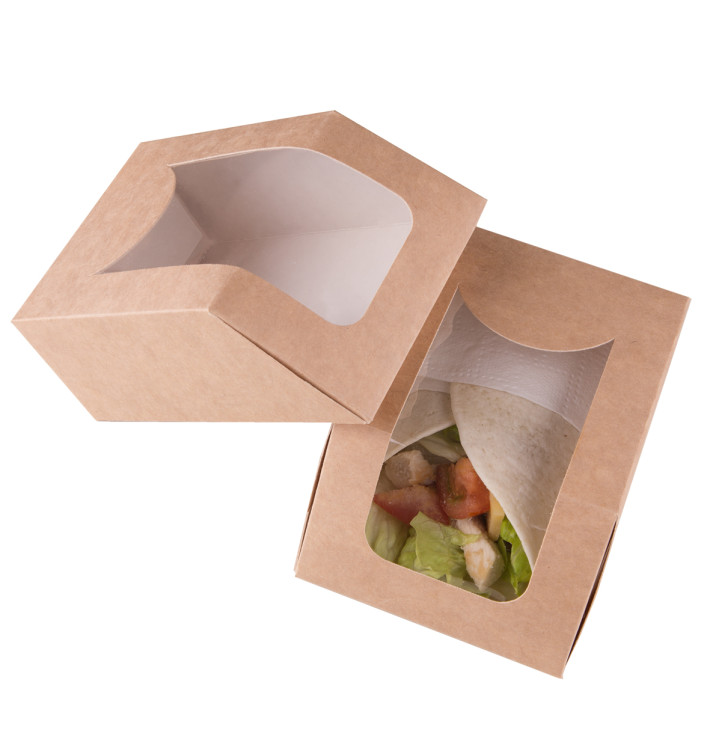 Paper Take-Out Container with Window Kraft 90x51x12cm (500 Units) 