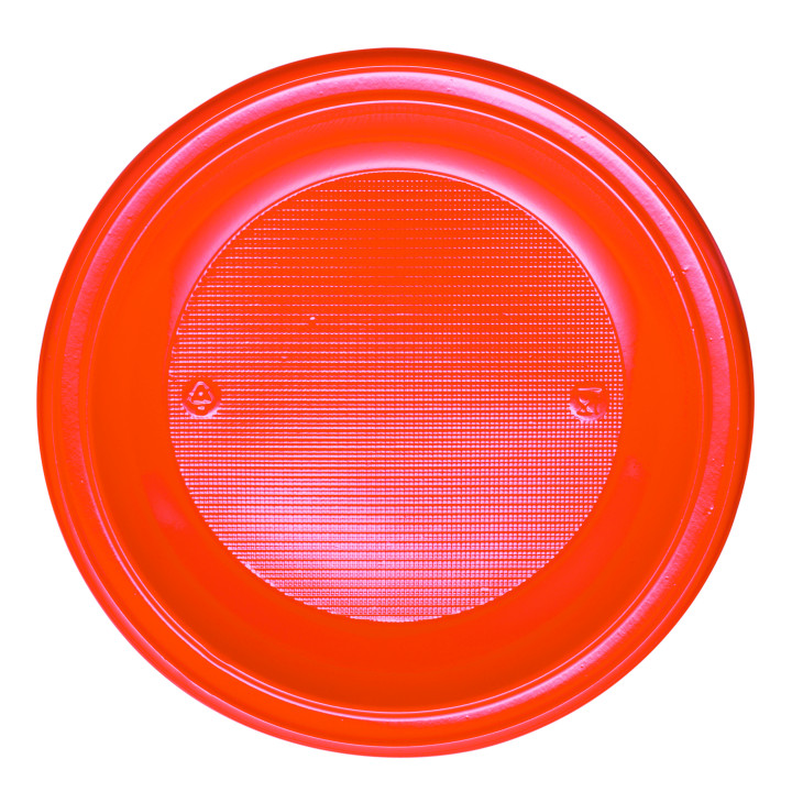 Plastic Plate PS Deep Orange Ø22 cm (30 Units) 