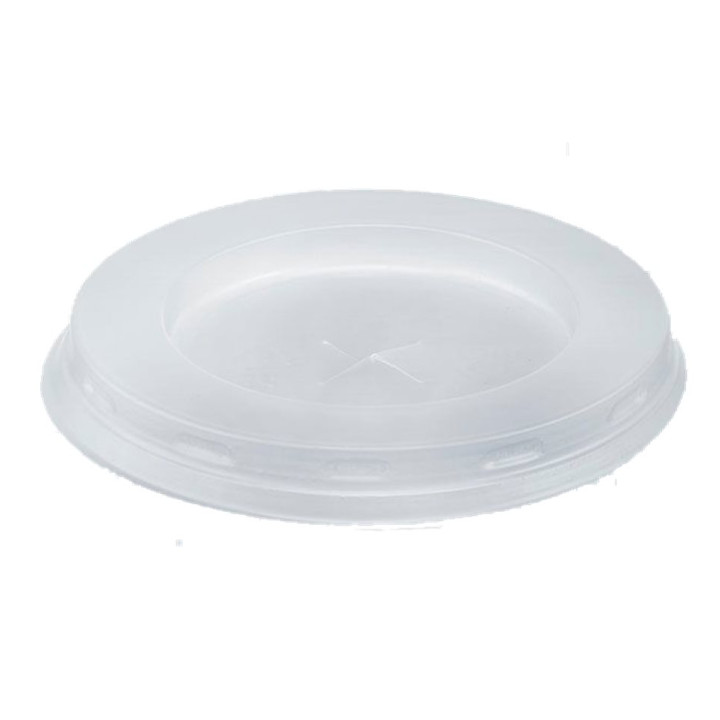 Plastic Lid with Straw Slot PS White Flat Ø7,2cm (1000 Units)