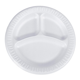 Foam Plate Foam "Quiet Classic" 3 C. Laminated White Ø23 cm (125 Units)  