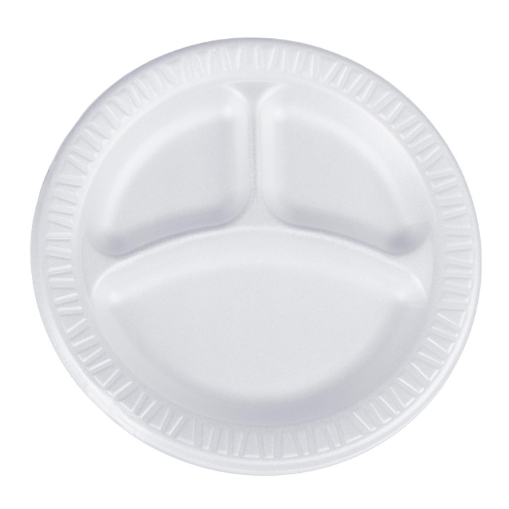 Foam Plate Foam "Quiet Classic" 3 C. Laminated White Ø23 cm (125 Units)  