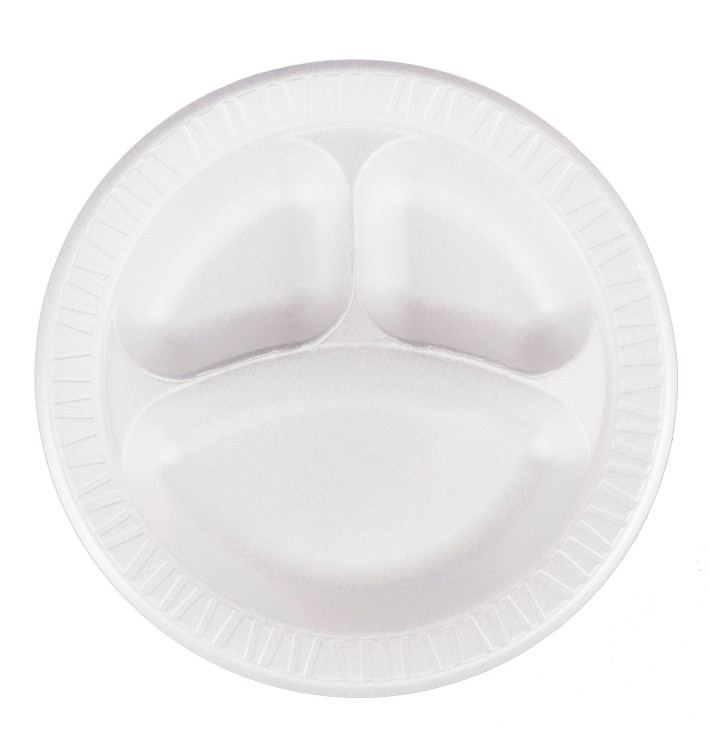 Foam Plate Foam "Quiet Classic" 3 C. Laminated White Ø26 cm (500 Units)