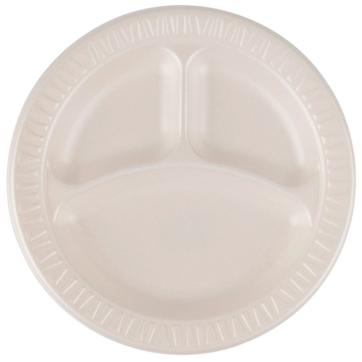 Foam Plate Foam "Quiet Classic" 3 C. Laminated Honey Ø23 cm (125 Units)  