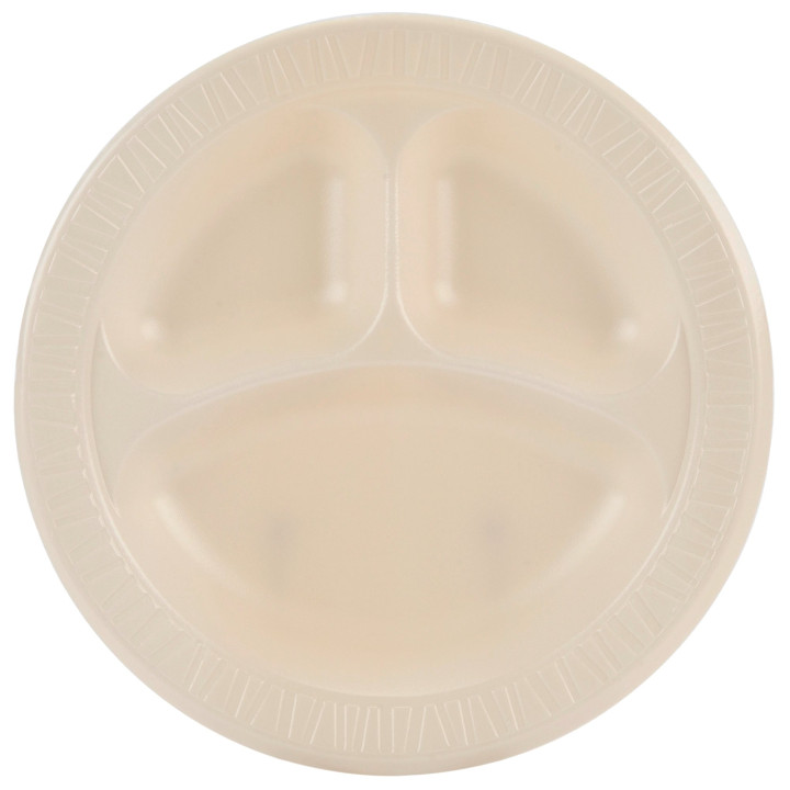Foam Plate Foam "Quiet Classic" 3 C. Laminated Honey Ø26 cm (125 Units)  