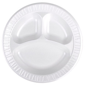 Foam Plate Foam "Concorde" 3 C. White Ø23 cm (125 Units)  