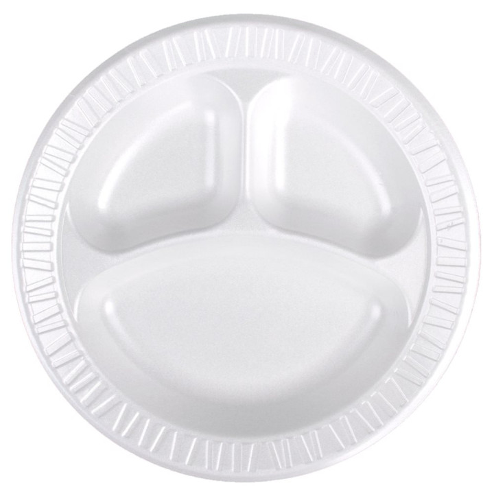 Foam Plate Foam "Concorde" 3 C. White Ø23 cm (500 Units)