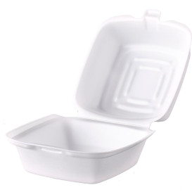 Foam Burger Boxes Take-Out White 1,30x1,30x0,80cm (500 Units)