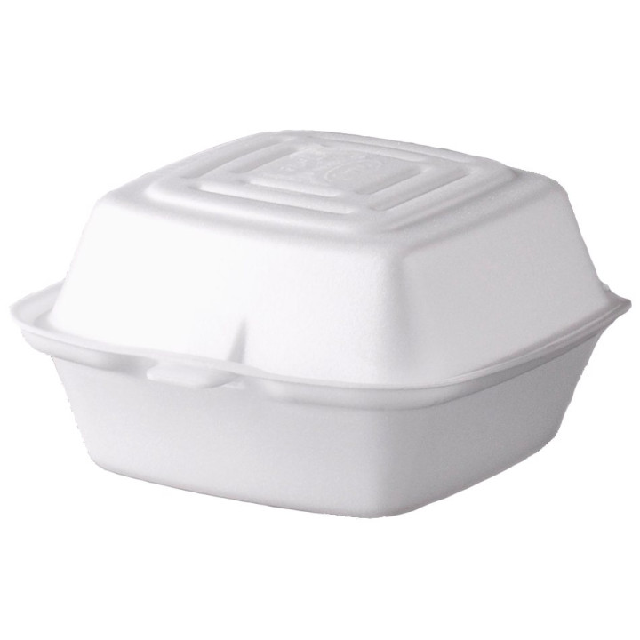 Foam Burger Boxes Take-Out White 1,30x1,30x0,80cm (125 Units)  