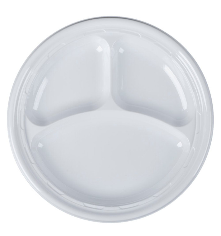 Plastic Plate PS "Famous Impact" 3 C. White Ø26 cm (500 Units)