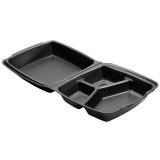 Foam Lunch Box 3 Compartments Black 2,10x2cm (100 Units)  