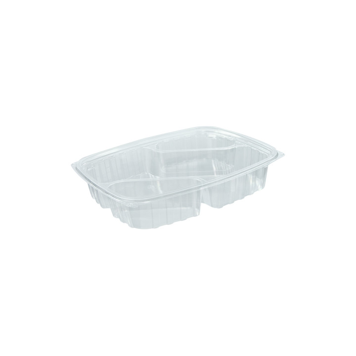 Plastic Deli Container OPS "ClearPac" 3 Compartments Diagonal Clear 887ml (252 Units)