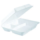 Foam Lunch Box 3 Compartments Removable Lid White 2,40x2,35cm (100 Units)  