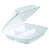 Foam Lunch Box 3 Compartments White 2,40x2,35cm (100 Units)  