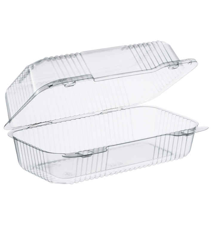 Plastic Hinged Deli Container OPS "StayLock" Clear 878ml (250 Units)