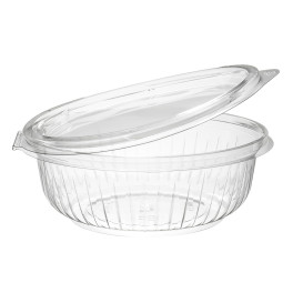 Plastic Hinged Salad Bowl PET "PresentaBowls" Flat 360ml (75 Units)  