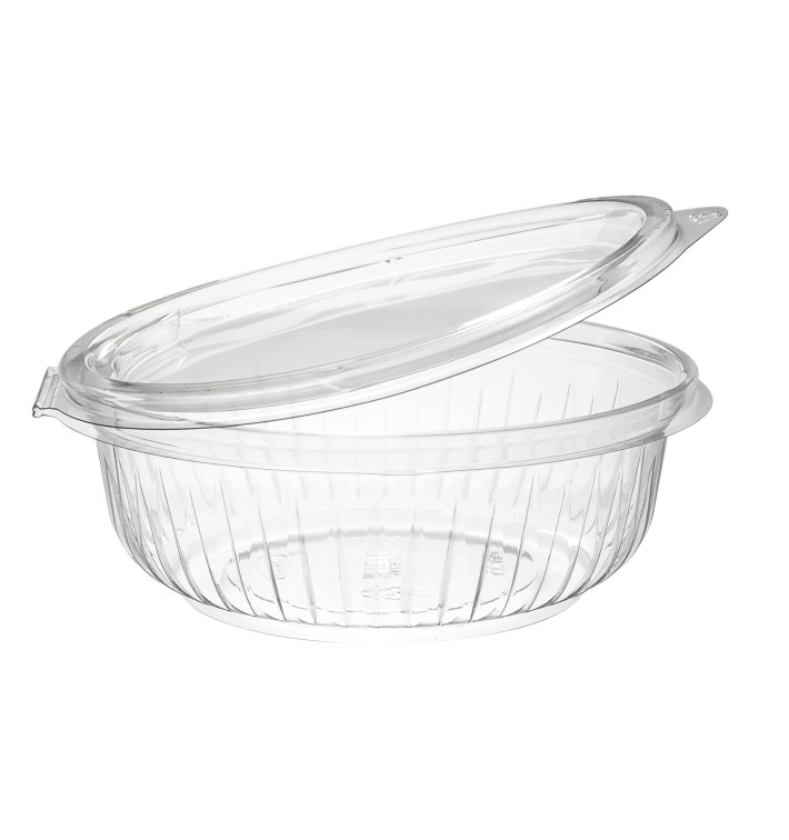 Plastic Hinged Salad Bowl PET "PresentaBowls" Flat 360ml (75 Units)  