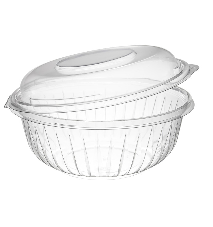 Plastic Hinged Salad Bowl PET "PresentaBowls" High Dome Lid 950ml (75 Units)  