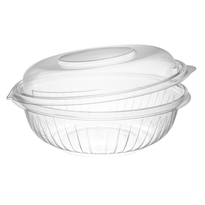 Plastic Hinged Salad Bowl PET "PresentaBowls" High Dome Lid 710ml (150 Units)