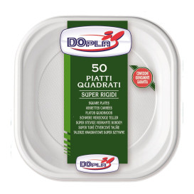 Plastic Plate PS PS Square shape White 20x20 cm (1000 Units)