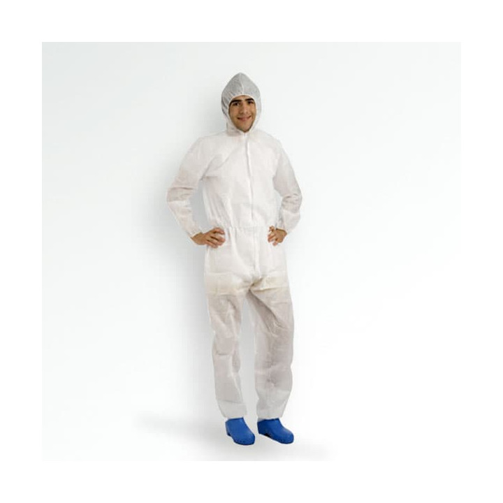 Disposable Plastic Coverall "TST" PP Hood Zipper 35g Size XXL (1 Unit) 