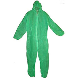 Disposable Plastic Coverall "TST" PP Hood Zipper Size L Green (50 Units)