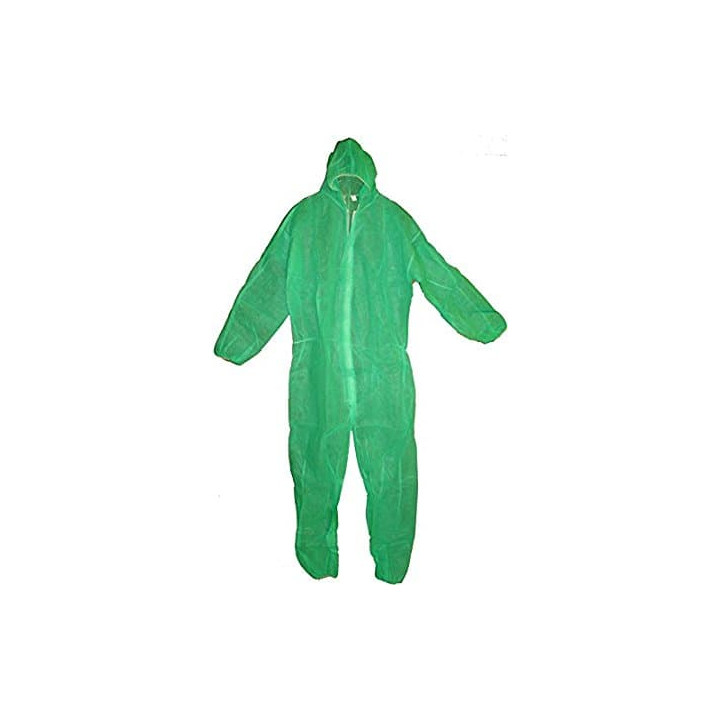 Disposable Plastic Coverall "TST" PP Hood Zipper Size XXL Green (50 Units)