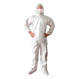 Disposable Plastic Coverall "TST" PP Hood Zipper Size M (50 Units)
