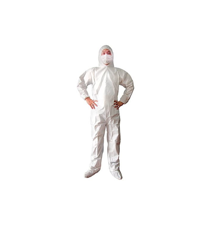 Disposable Plastic Coverall "TST" PP Hood Zipper Size M (50 Units)