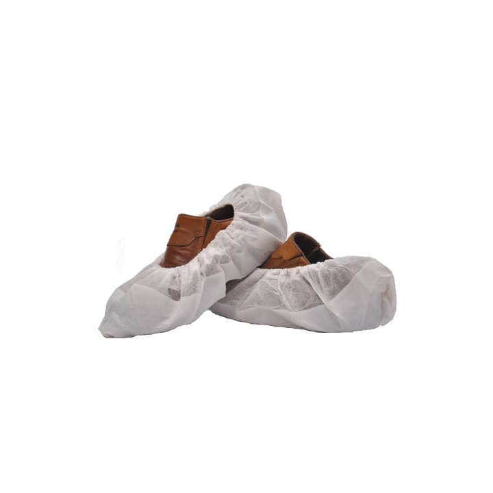 Disposable Plastic Shoe Covers with Reinforce Sole TST PP CPE White (500 Units)