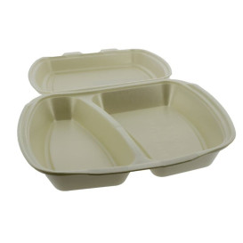 Foam Lunch Box 2 Compartments Champagne 2,40x2,10x0,70cm (125 Units)