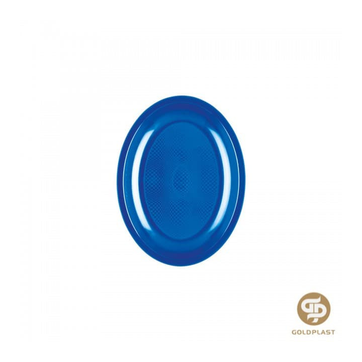 Plastic Platter Oval Shape Mediterranean Blue "Round" PP 25,5 cm (600 Units)