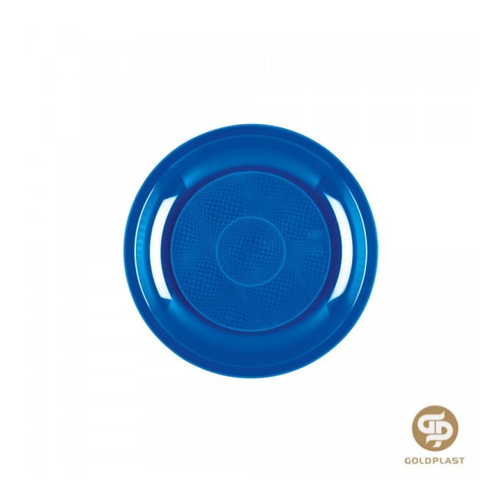Plastic Plate Flat Mediterranean Blue "Round" PP Ø22 cm (50 Units) 